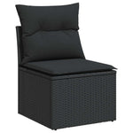 6 Piece Garden Sofa Set with Cushions Black Poly Rattan Acacia 3327695