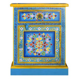 Bedside Cabinet Solid Mango Wood Turquoise Hand Painted 244834