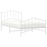 Metal Bed Frame without Mattress with Footboard White 100x200cm 373851