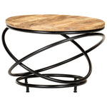 ZNTS Coffee Table Black 60x60x40 cm Solid Rough Mango Wood 321935