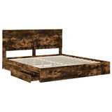 Storage Bed with Drawer Smoked Oak 180 x 200 cm Engineered Wood 3409528