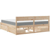Bed with Drawers and Mattress 200x200 cm Solid Wood Pine 3281886