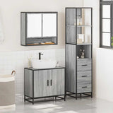 ZNTS 3 Piece Bathroom Furniture Set Grey Sonoma Engineered Wood 3301158