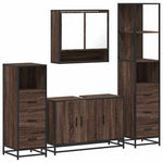 ZNTS 4 Piece Bathroom Furniture Set Brown Oak Engineered Wood 3301284