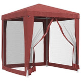 Party Tent with 4 Mesh Sidewalls Red 2x2 m HDPE 319220