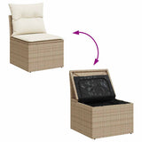 6 Piece Garden Sofa Set with Cushions Beige Poly Rattan Acacia 3327453