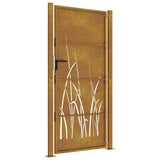Garden Gate 100x200 cm Corten Steel Grass Design 153177