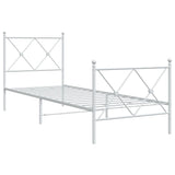 Metal Bed Frame without Mattress with Footboard White 75x190cm 376559