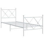 Metal Bed Frame without Mattress with Footboard White 75x190cm 376559