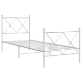 Metal Bed Frame without Mattress with Footboard White 75x190cm 376559