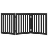 Dog Gate Foldable 3 Panels Black 150 cm Poplar Wood 352252