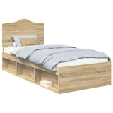 Bed Frame with Headboard Sonoma Oak 90 x 200 cm Solid Pine Wood 3413355