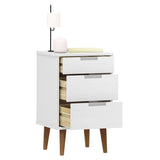 Bedside Cabinet MOLDE White 40x35x65 cm Solid Wood Pine 350499