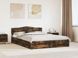Bed Frame with Drawer Smoked Oak 140 x 200 cm Engineer Wood 3413002