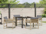 Garden Dining Set 5 pcs Beige Poly Rattan 3380765