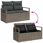 Garden Sofa with Cushion Grey 120 x 62 x 69cm Poly Rattan 42006764