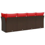 Garden Sofa with Cushion Brown 227 x 62 x 69 cm Poly Rattan 366227