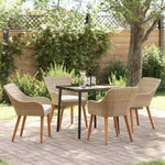 Garden Dining Set with Cushion 5 pcs Beige Poly Rattan 3261692