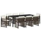 Garden Dining Set 9 pcs Brown Poly Rattan 3380632