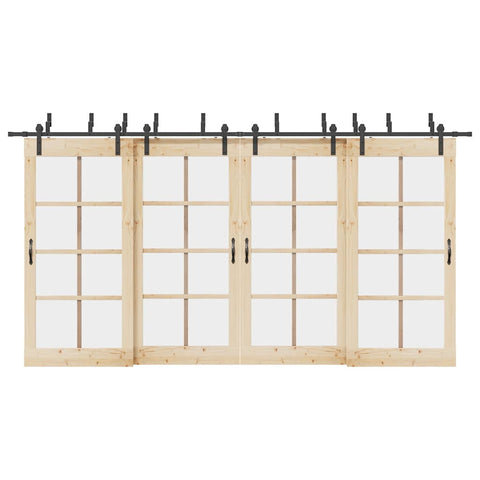 Sliding Door Hardware Kit 427 cm Steel Black 3295744