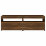 TV Cabinet with LED Lights Brown Oak 120x35x40 cm 815674