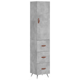 Highboard Concrete Grey 34.5x34x180 cm Engineered Wood 3198829