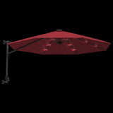 Wall-mounted Parasol with LEDs Bright Red 290cm 362895