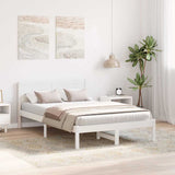Bed Frame White 140 x 190 cm Solid Pine wood 872195