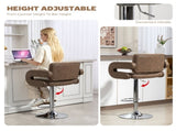PU Leather Upholstered Swivel Bar Stool, Height Adjustable with Back, Armrest, Footrest, Coffee T3398P423518
