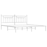 Bed Frame White Powder-Coated Steel 193 x 203 cm Bed Frame 353592