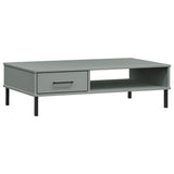 Coffee Table with Metal Legs Grey Solid Wood Pine OSLO 351037