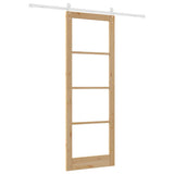 Sliding Door Natural 83 x 232 cm Solid Pine Wood and Glass 3332421