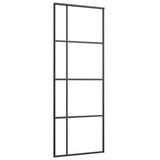 Sliding Door with Hardware Set Black 76x205 cm ESG Glass 3375948