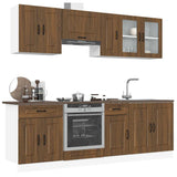 8 Piece Kitchen Cabinet Set Kalmar Brown Oak Engineered Wood 3314828