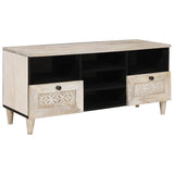 TV Cabinet Bleached White 100 x 33 x 46 cm Solid Mango Wood 4018134