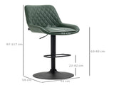 Retro Bar Stools Set of 2, Adjustable Kitchen Stool, Upholstered Bar Chairs with Back, Swivel Seat, T3398P328172
