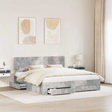 Bed Frame Concrete Grey 200 x 200 cm Engineered Wood 3412335