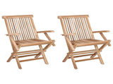 Folding Garden Chair 2 pcs Natural Solid Teak Wood 42028483