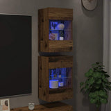 Wall Cabinets with LED Lights for TV 2 pcs Old Wood 40x30x60,5 cm 857680