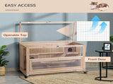 Wooden Hamster Cage, Mice Rodent Small Animals Kit Hutch, 3 Tiers Exercise Play House, with Wheels, T3398P555150