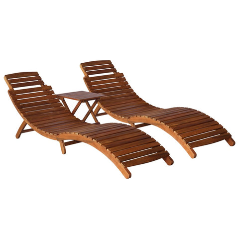3 Piece Sunlounger with Tea Table Solid Acacia Wood 279160