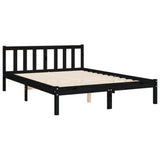 Bed Frame without Mattress Black Double Solid Wood Pine 3193445