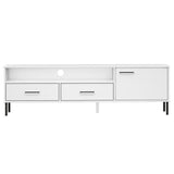 TV Cabinet with Metal Legs White Solid Wood Pine OSLO 351029
