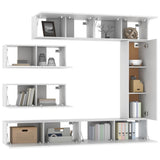 Tv Cabinet Set Set of 7 White Engineered Wood Medium to Large 3114558