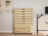 Rolling Cabinet with Drawers MOSS Clear Varnish Solid Pine wood 42032403