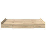 Storage Bed Frame Sonoma Oak 140 x 190 cm Engineered Wood 3335311