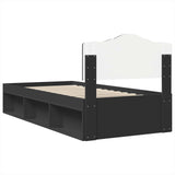 Bed Frame with Headboard Black 100 x 200 cm Solid Pine Wood 3412935