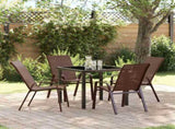 Garden Dining Set 5 pcs Brown and Black Powder-coated Steel 3379129
