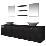 Bathroom Cabinet Black, White Engineered wood, Ceramic Large 272233