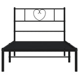 Metal Bed Frame without Mattress with Headboard Black 90x200cm 355456